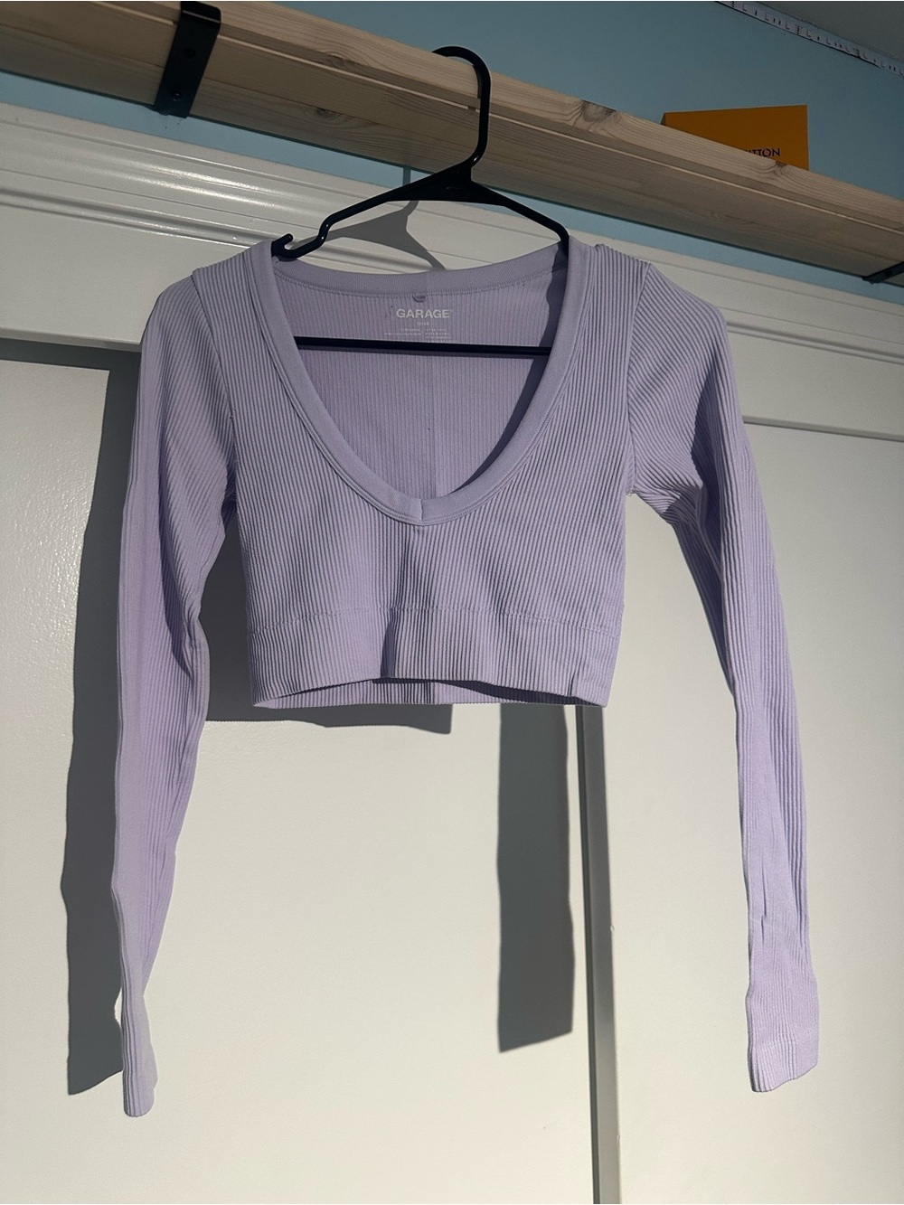 Garage Lavender Ribbed Long-Sleeve Crop Top